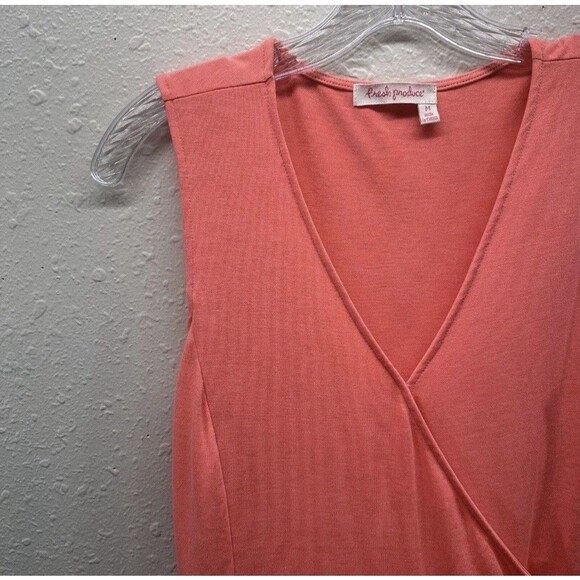 Fresh Produce XL Wrap Tie Dress Poppy Coral Sonia Stretchy Knit With Pockets - Picture 3 of 8